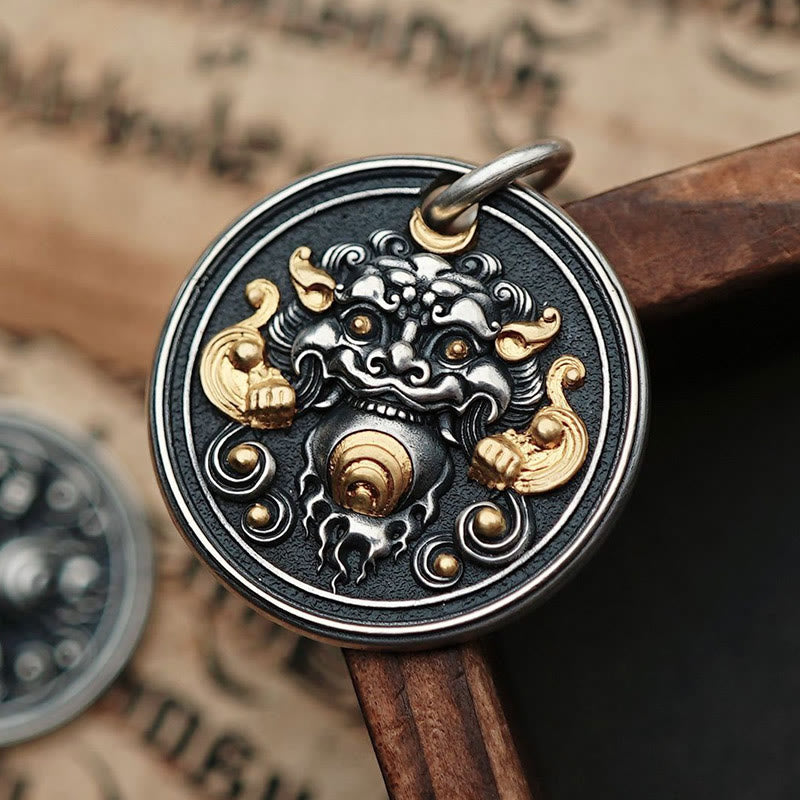 Collier pendentif amulette de guérison tibétaine Kirtimukha en Buddha Stones