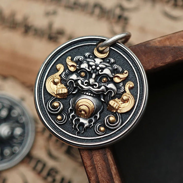 Collier pendentif amulette de guérison tibétaine Kirtimukha en Buddha Stones