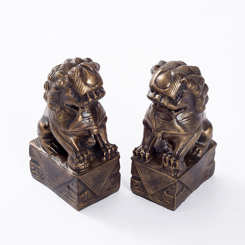 Lot de 2 statues de lion en résine pour décoration de maison ou de bureau