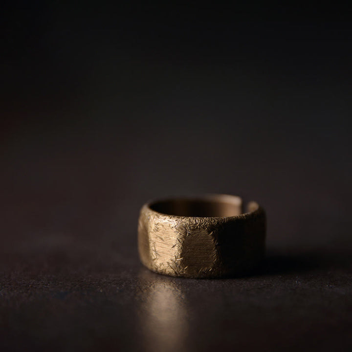 Bague de richesse tibétaine en cuivre et laiton givré au design simple - 10 mm - 49,6 mm - image 9