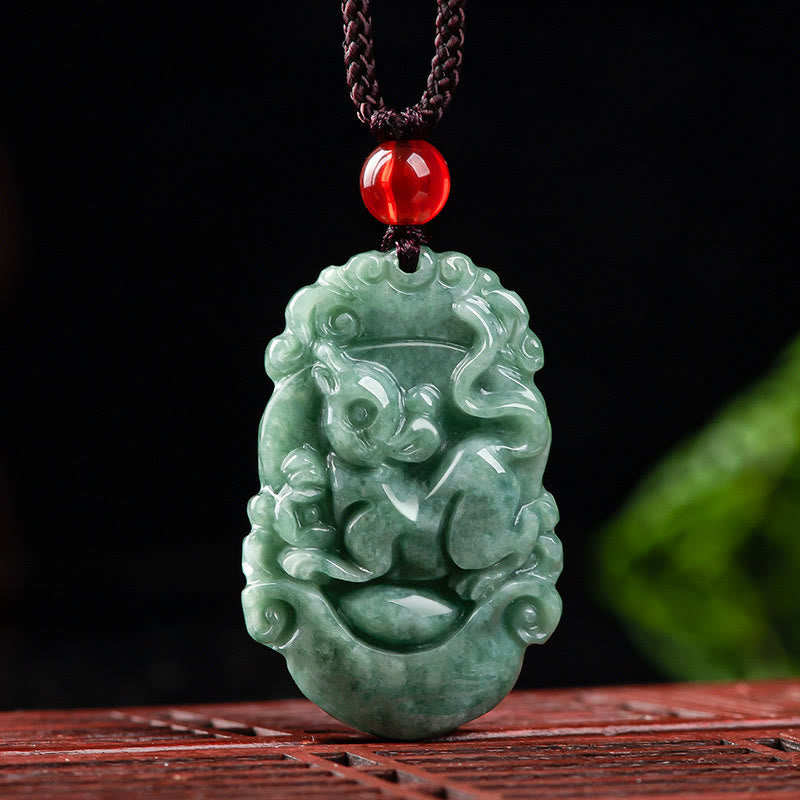 Buddha Stones pendentif de prospérité en jade naturel avec 12 signes du zodiaque chinois - image 7