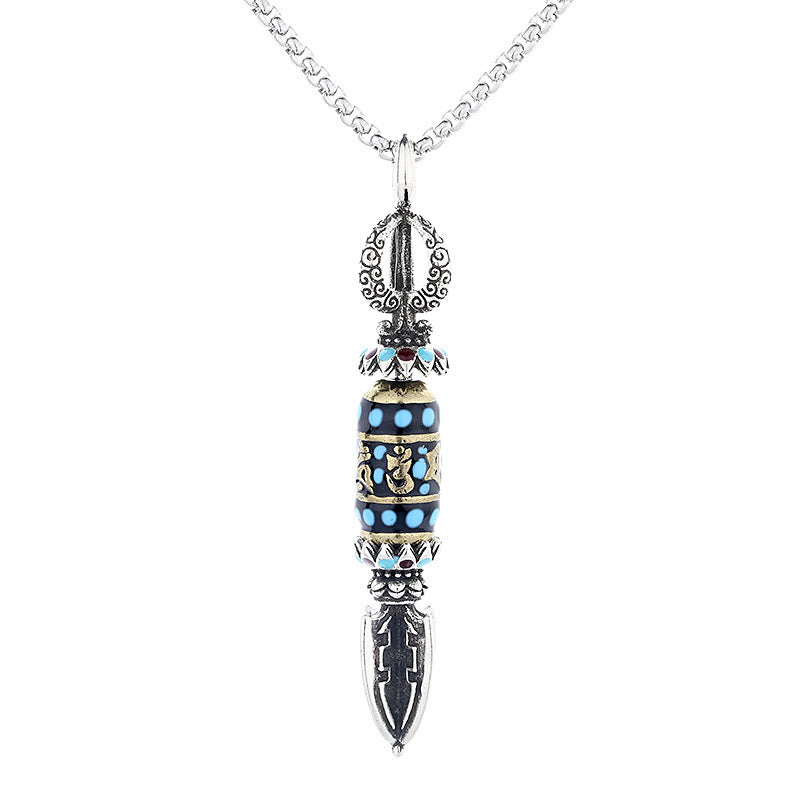 Collier pendentif rotatif tibétain en Buddha Stones Om Mani Padme Hum Protection Richesse