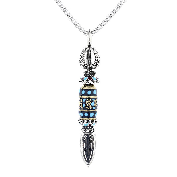 Collier pendentif rotatif tibétain en Buddha Stones Om Mani Padme Hum Protection Richesse