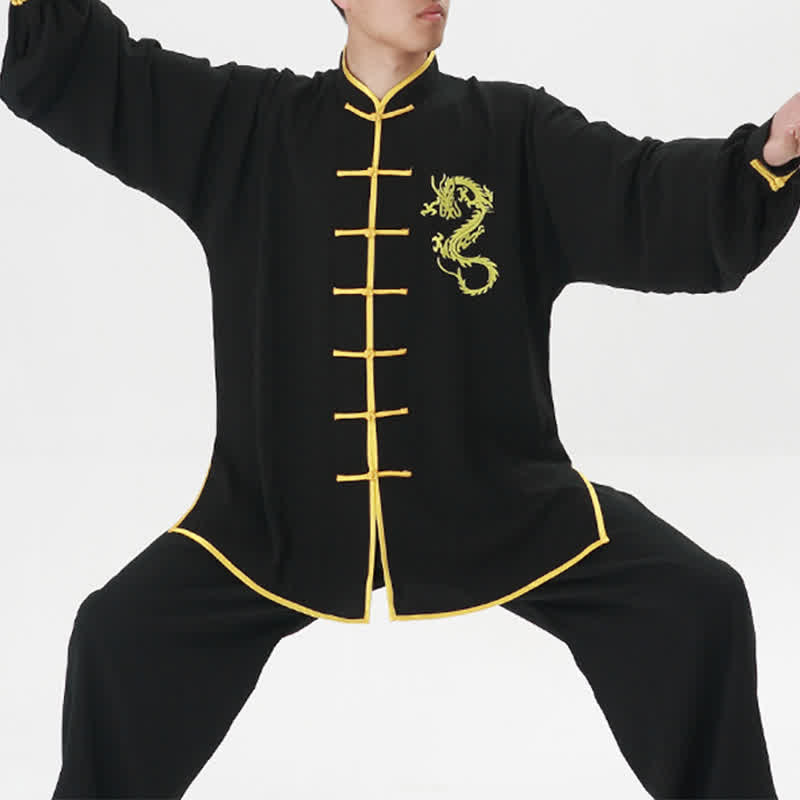 Ensemble de vêtements unisexes brodés avec Buddha Stones et dragon Qi Gong Zen, pratique spirituelle, méditation, prière