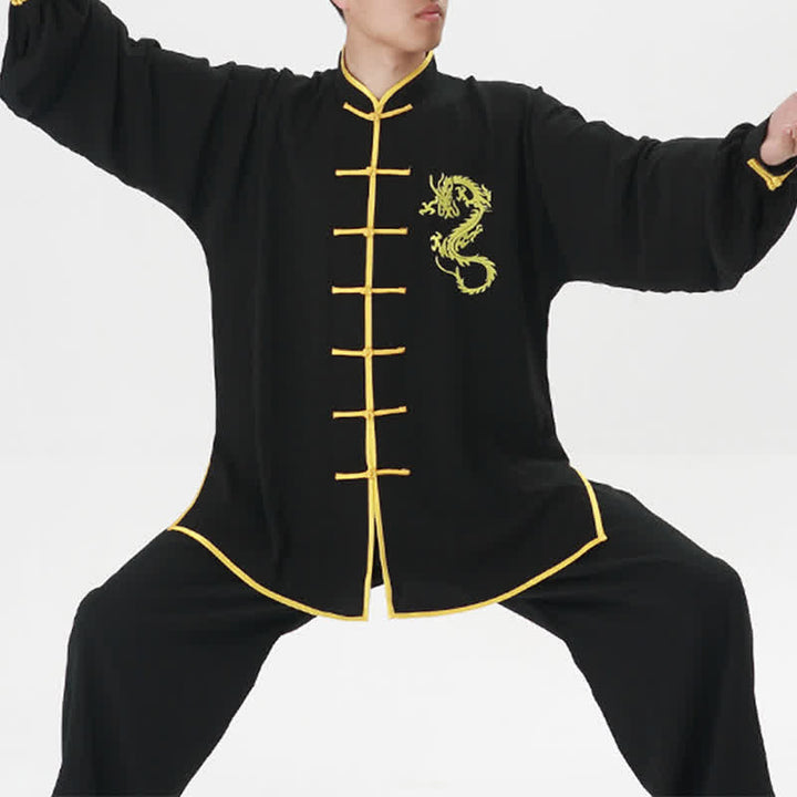 Ensemble de vêtements unisexes brodés avec Buddha Stones et dragon Qi Gong Zen, pratique spirituelle, méditation, prière
