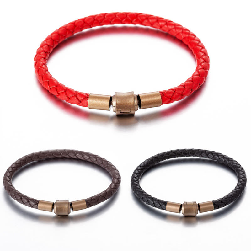 Bracelet tressé en cuir vintage Buddha Stones