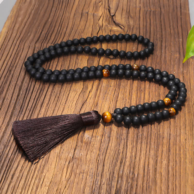 Buddha Stones en pierre givrée œil de tigre avec pendentif et équilibre
