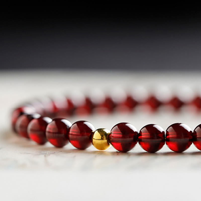 Bracelet de protection en grenat naturel avec poisson koï en or 999 de Buddha Stones - image 12