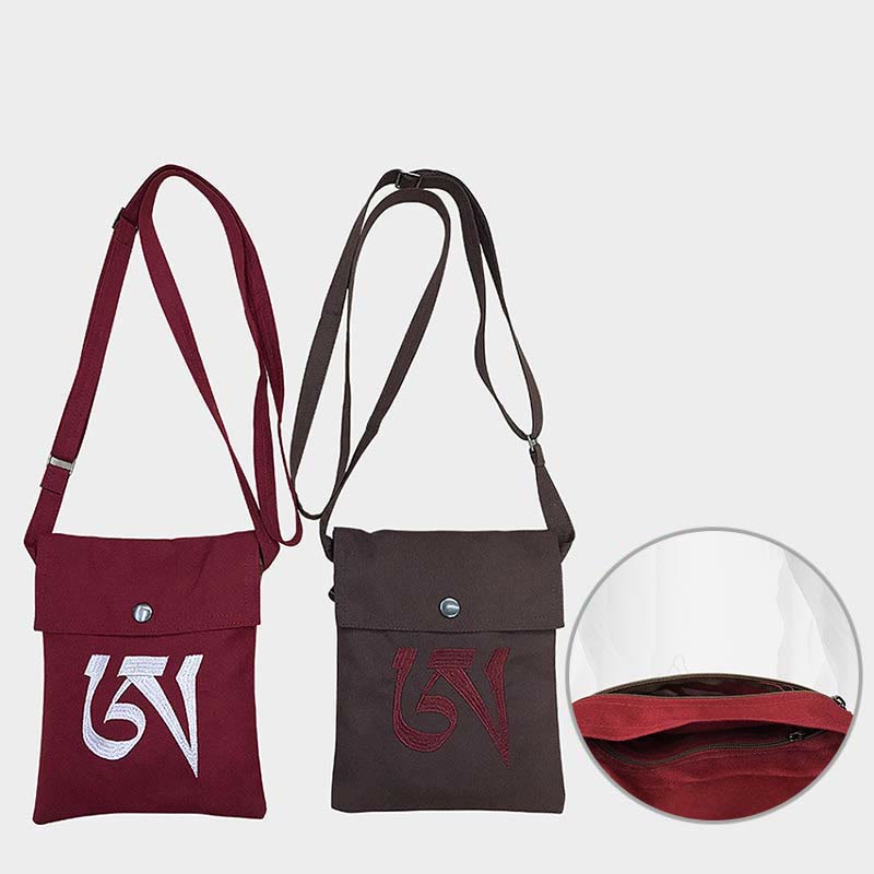 Sac à bandoulière en coton brodé à la main avec mantra OM pour la pratique spirituelle de l'esprit, sac à bandoulière pour téléphone portable
