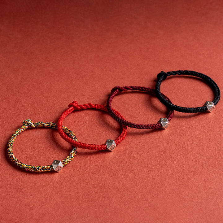 Bracelet tressé en argent sterling 925 fait à la main avec Buddha Stones et symbole du zodiaque chinois