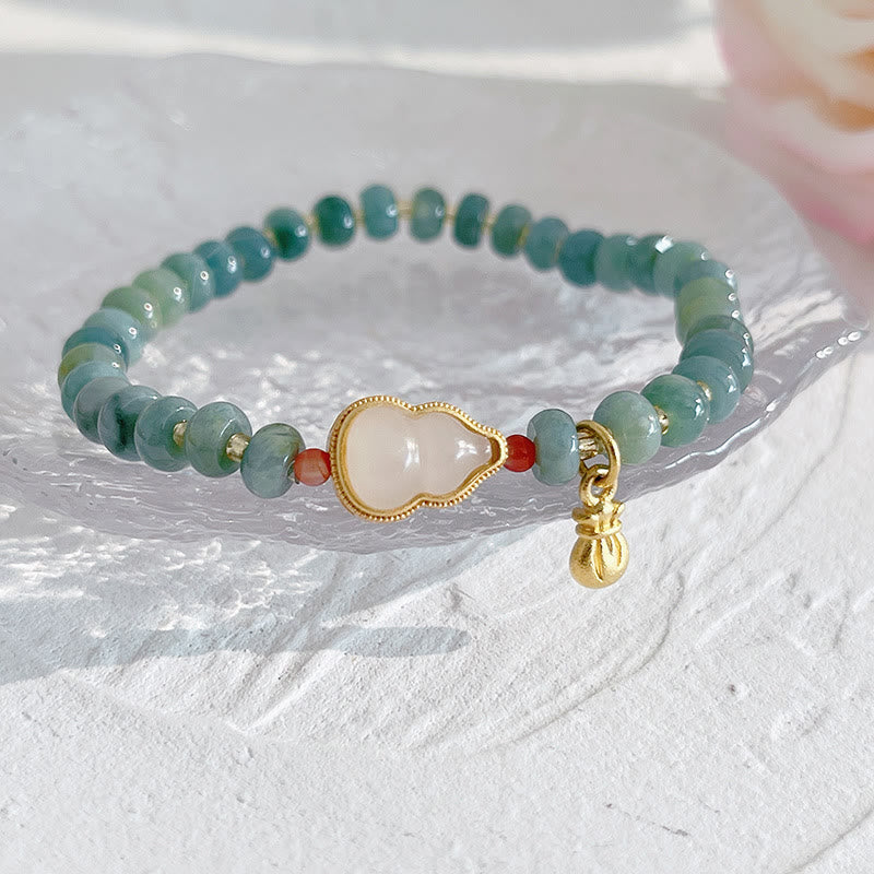 Buddha Stones Bracelet porte-bonheur PiXiu en jade naturel Hetian avec boucle de paix et personnage Fu
