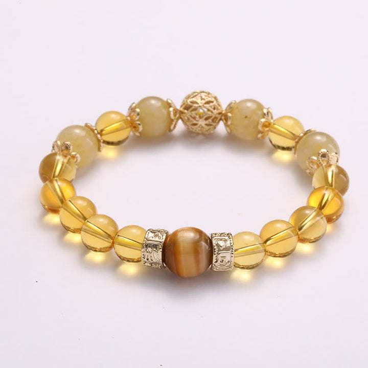 Bracelet de perles de prospérité et de générosité en Buddha Stones et citrine