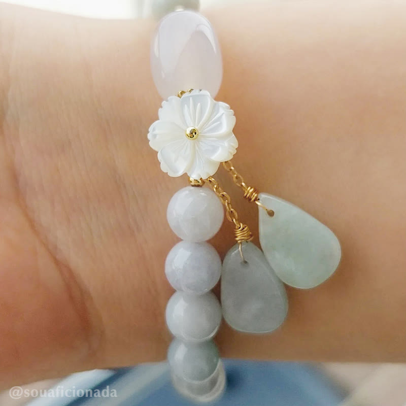 Bracelet porte-bonheur en jade blanc naturel Buddha Stones