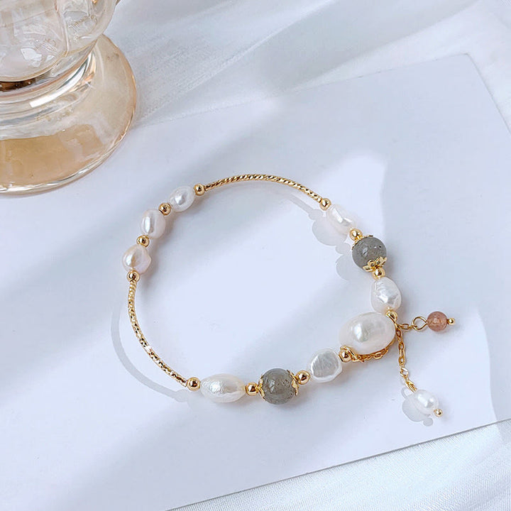 Bracelet d'optimisme en perles de quartz fraise et pierre de lune Buddha Stones - image 1