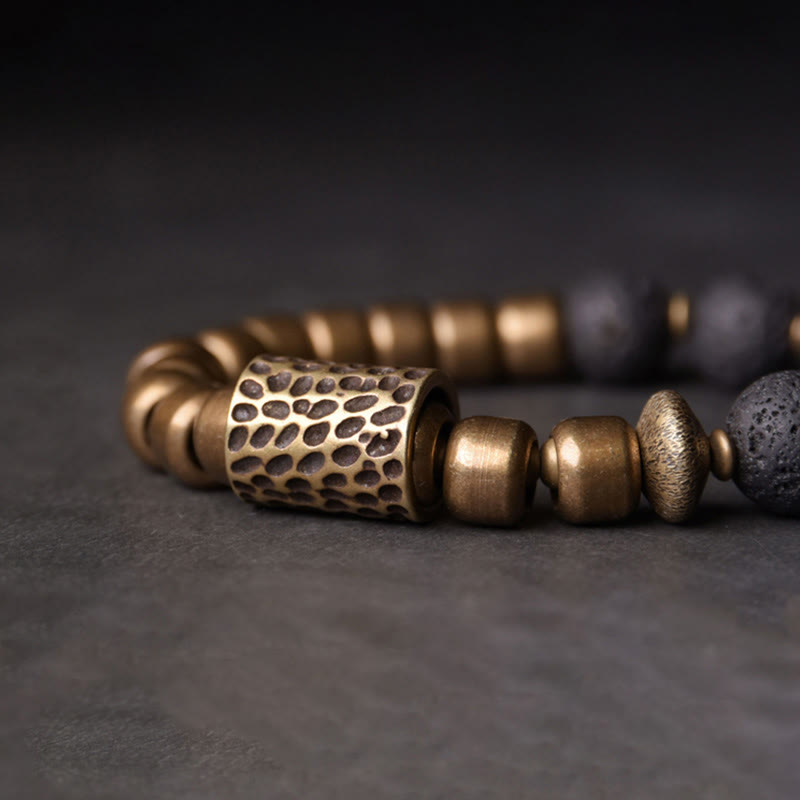 Bracelet de guérison en cuivre Buddha Stones et pierre de lave, obsidienne arc-en-ciel
