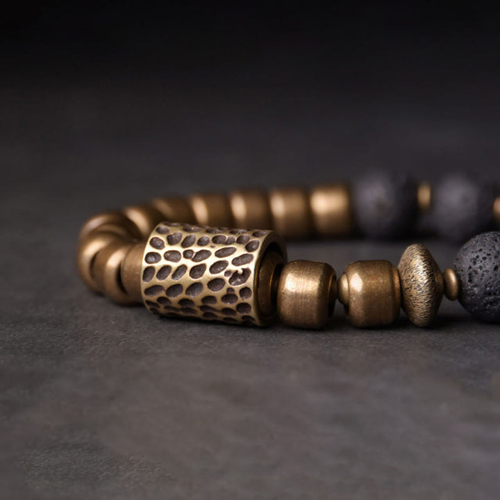 Bracelet de guérison en cuivre Buddha Stones et pierre de lave, obsidienne arc-en-ciel