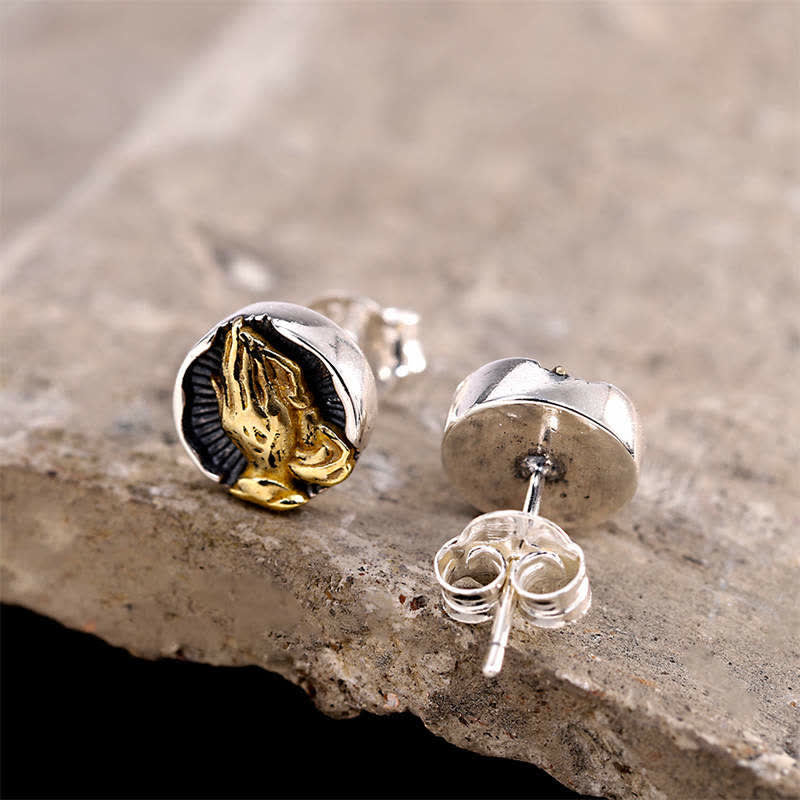 Boucles d'oreilles à tige Namaste Equality en argent sterling 925 Buddha Stones - image 2