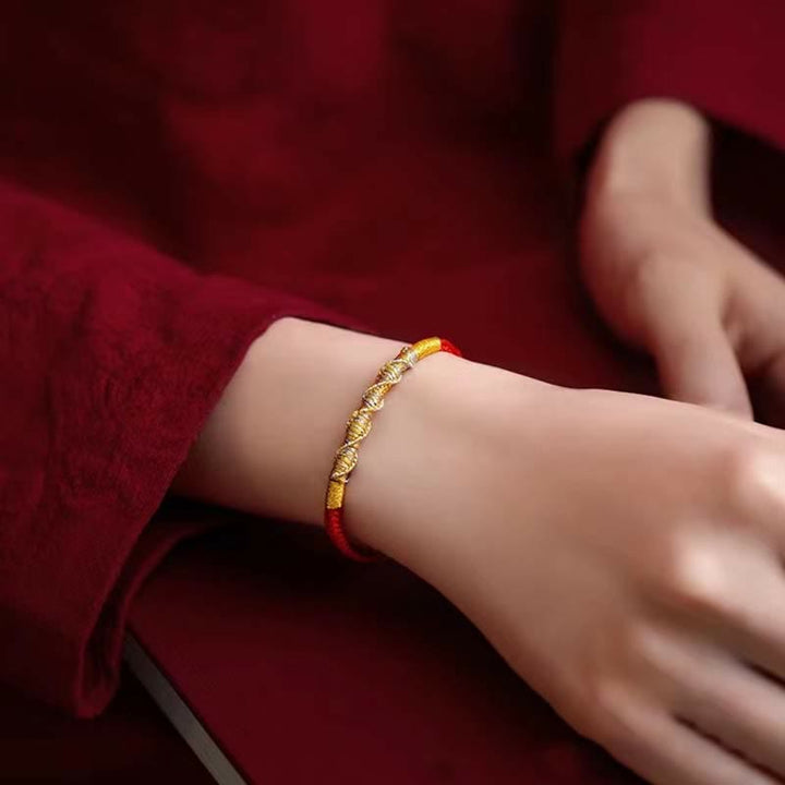 Bracelet tressé en argent sterling 925 avec Buddha Stones et protection en fil rouge