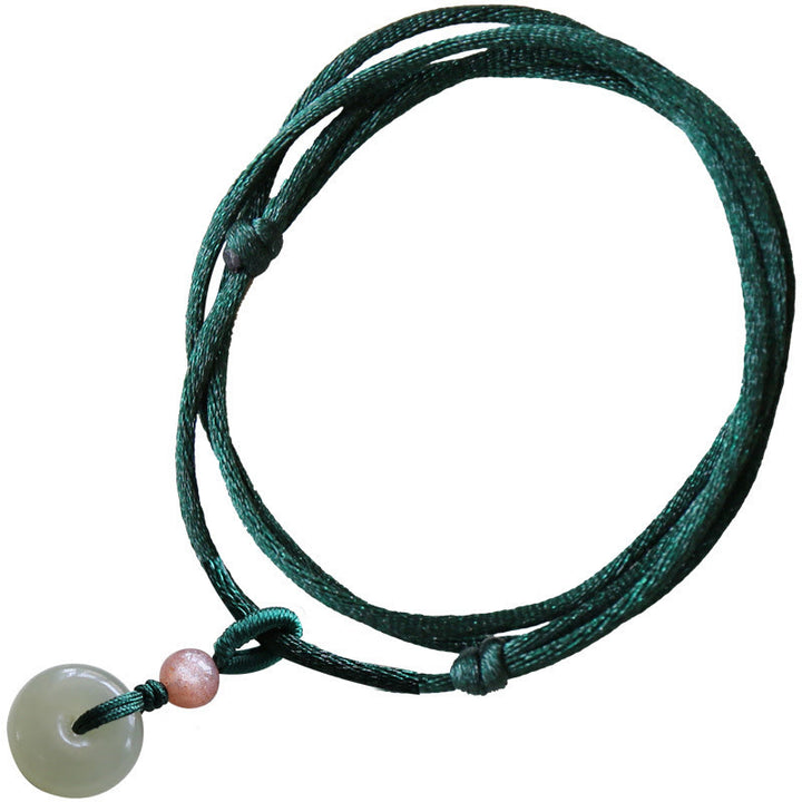 Collier avec pendentif en jade rond naturel et Buddha Stones, boucle de paix, lotus d'abondance - image 6