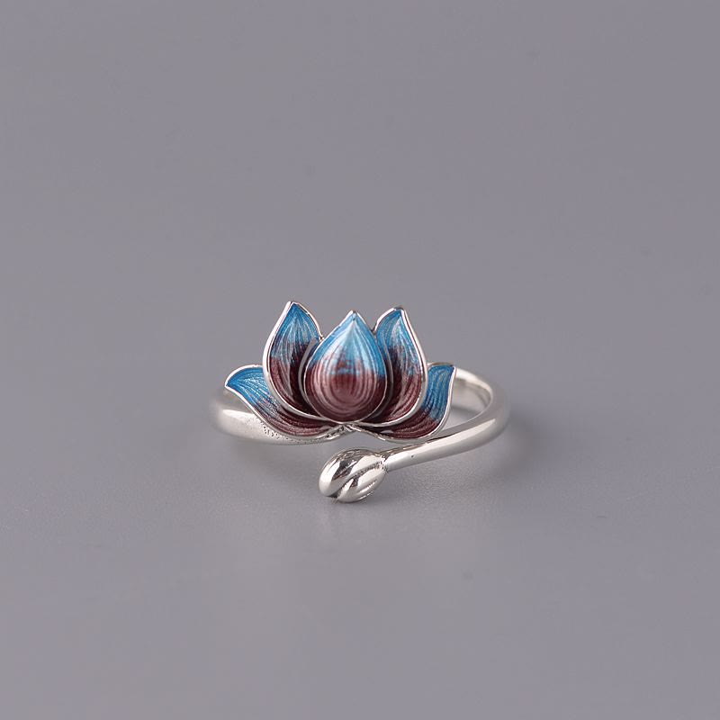 Bague ajustable en argent sterling 925 Buddha Stones et fleur de lotus - LOTUS (Éveil ♥ Nouveau départ) - image 0