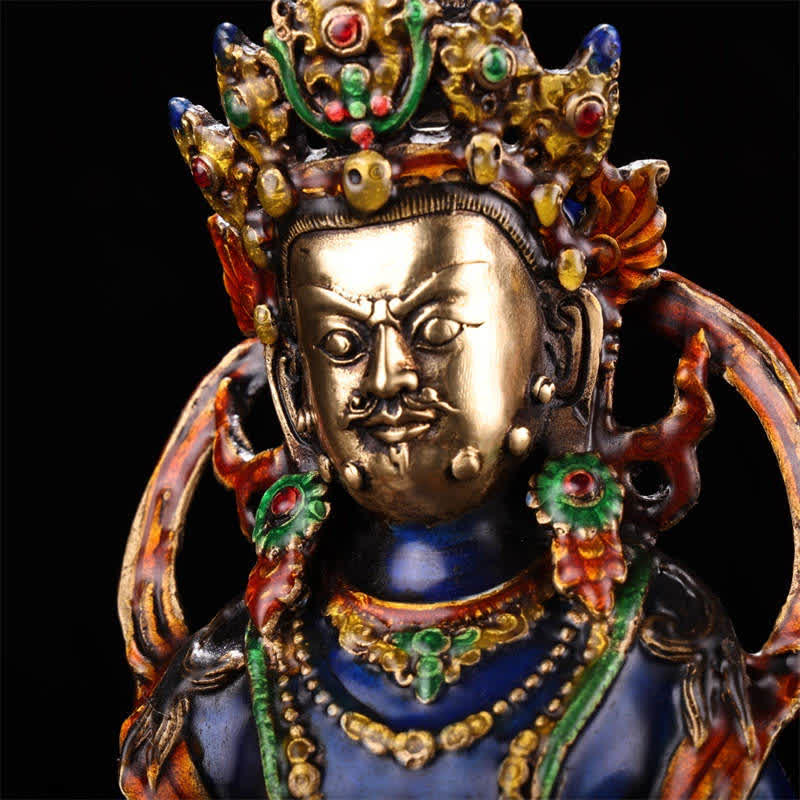 Figurine Bodhisattva Jambhala jaune Statue de sérénité en cuivre Décoration de la maison