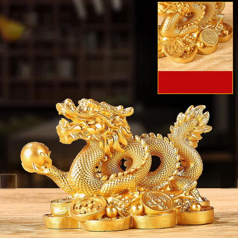 Buddha Stones Feng Shui Dragon Pièce de monnaie en cuivre Richesse Succès Chance Décoration