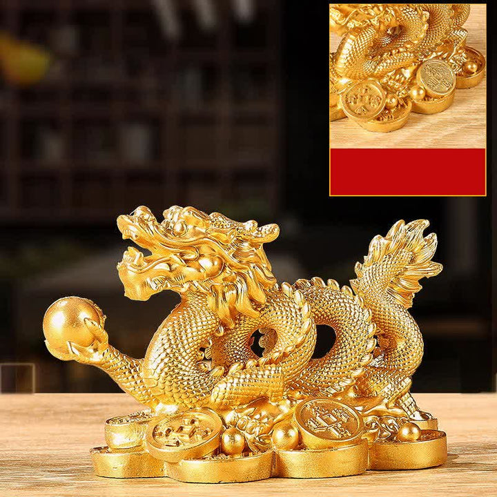 Buddha Stones Feng Shui Dragon Pièce de monnaie en cuivre Richesse Succès Chance Décoration