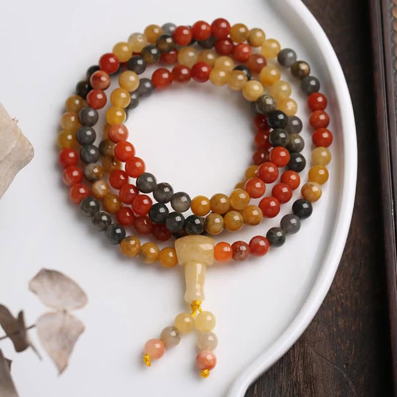 Bracelet Mala de protection en agate rouge naturelle de 108 Buddha Stones - 6 mm - image 0