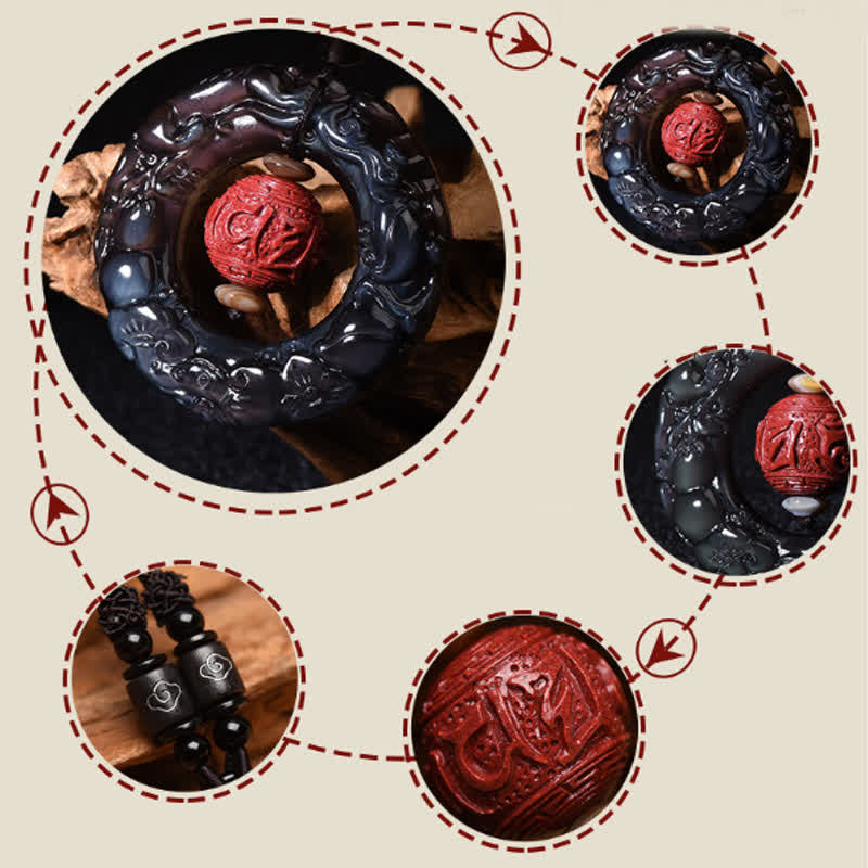 Collier pendentif de guérison en obsidienne arc-en-ciel naturelle PiXiu Cinabre FengShui Buddha Stones - image 10