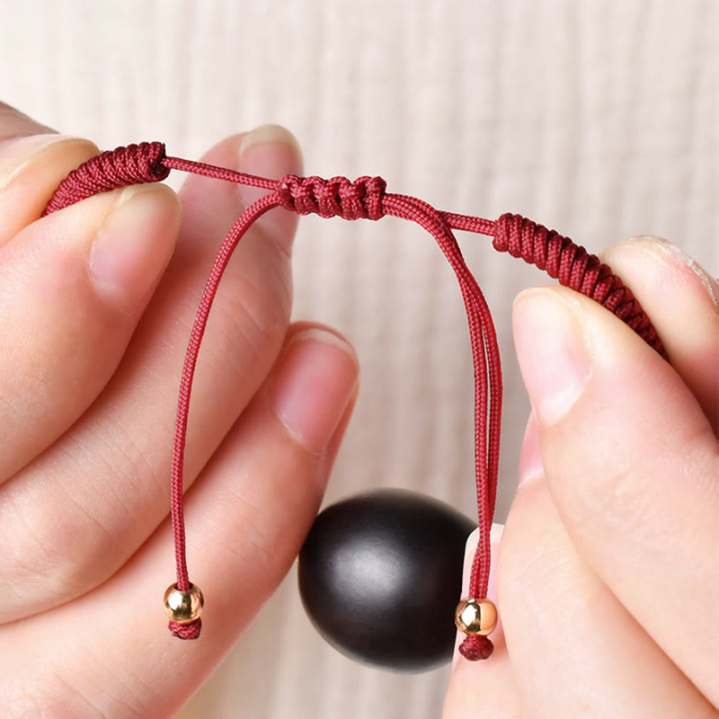 Bracelet tressé en bois d'ébène avec tête de chat et Buddha Stones - image 7