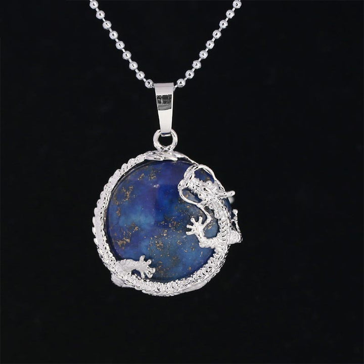 Collier pendentif en cristal de quartz naturel avec énergie de guérison et dragon chinois en Buddha Stones