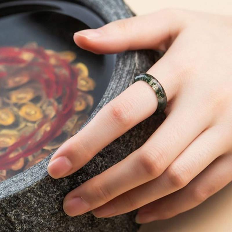 Bague d'équilibre et de guérison en agate mousse avec Buddha Stones - image 3