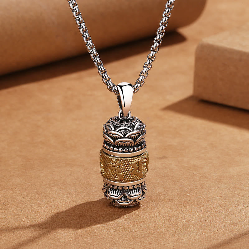 Collier pendentif en cuir avec chaîne et pendentif en Buddha Stones tibétaines Om Mani Padme Hum Sagesse Pureté - Om Mani Padme Hum & Chain - image 1
