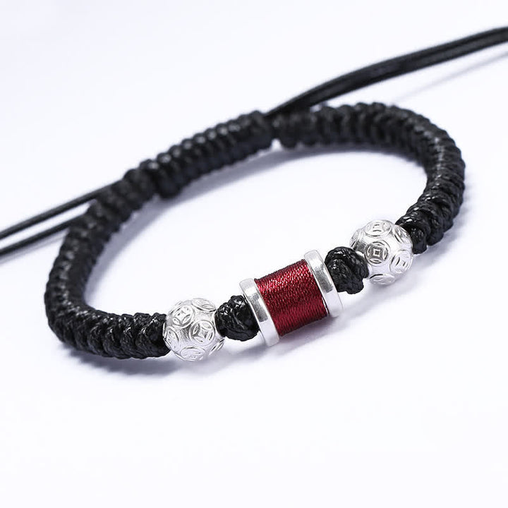 Bracelet en fil tressé avec perles en cuivre et argent sterling 999 de Buddha Stones
