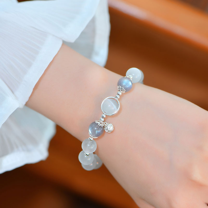 Bracelet de soutien d'amour en argent sterling 925 avec œil de chat et pierre de lune Buddha Stones