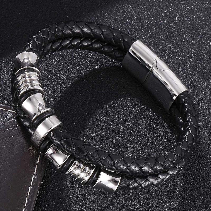 Bracelet porte-bonheur en cuir tressé à plusieurs couches avec Buddha Stones