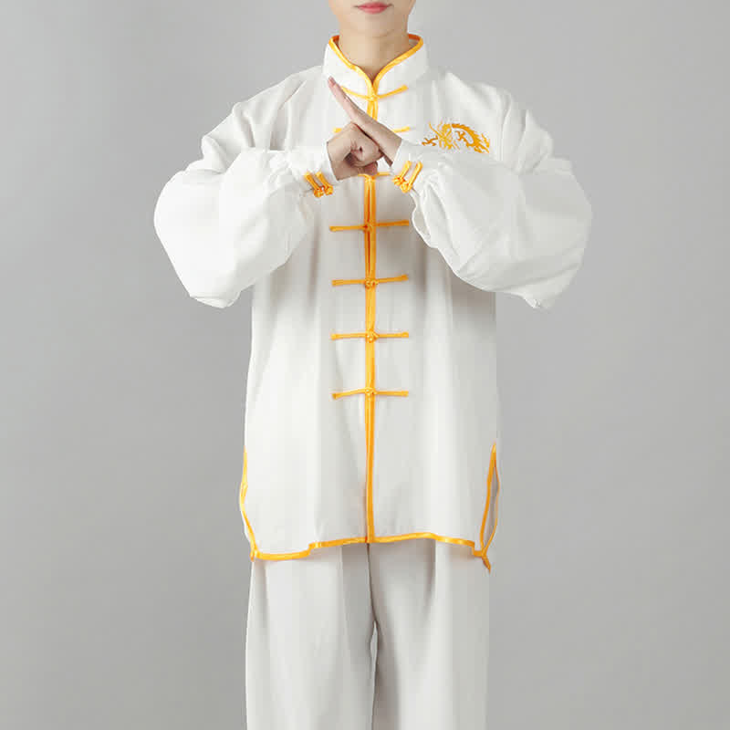 Ensemble de vêtements unisexes brodés avec Buddha Stones et dragon Qi Gong Zen, pratique spirituelle, méditation, prière