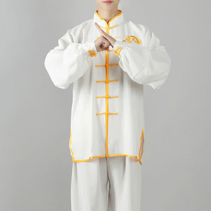 Ensemble de vêtements unisexes brodés avec Buddha Stones et dragon Qi Gong Zen, pratique spirituelle, méditation, prière