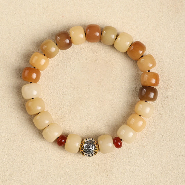 Buddha Stones Graine de Bodhi Naturelle Le Seigneur de la Forêt des Cadavres Bracelet de Sagesse Om Mani Padme Hum