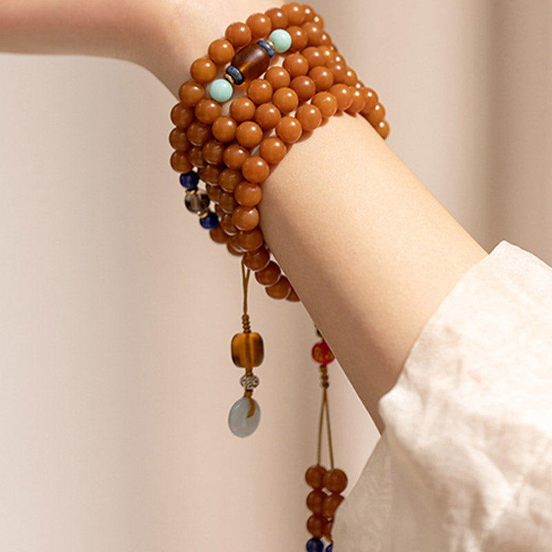 Bracelet Mala de méditation avec 108 Buddha Stones et graines de Bodhi