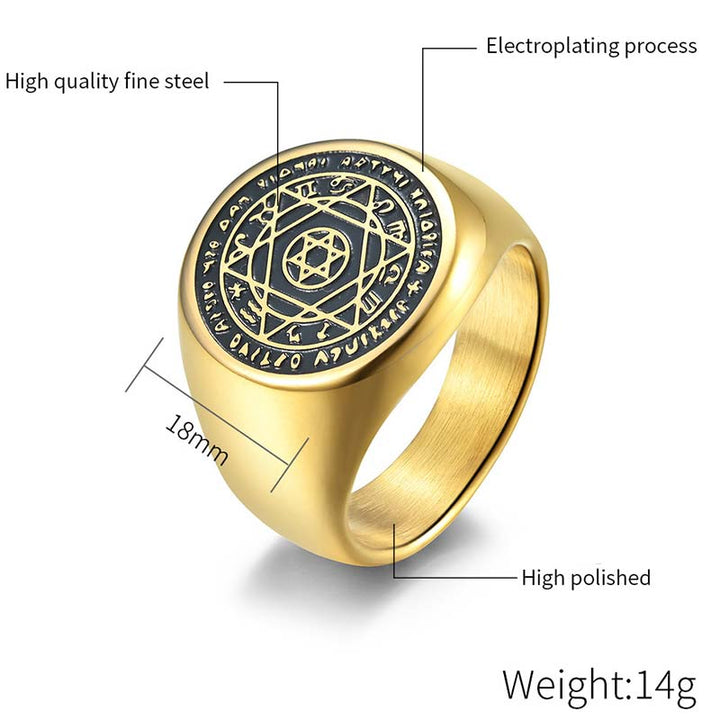 Bague de protection étoile de David avec les 12 constellations du zodiaque de Buddha Stones