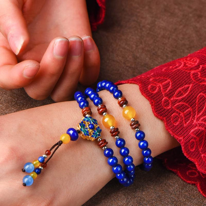 Bracelet Positif en Buddha Stones Lazurite Agate Jaune