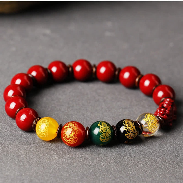 Bracelet de bénédiction PiXiu en cinabre Buddha Stones et dieu de la richesse - image 1