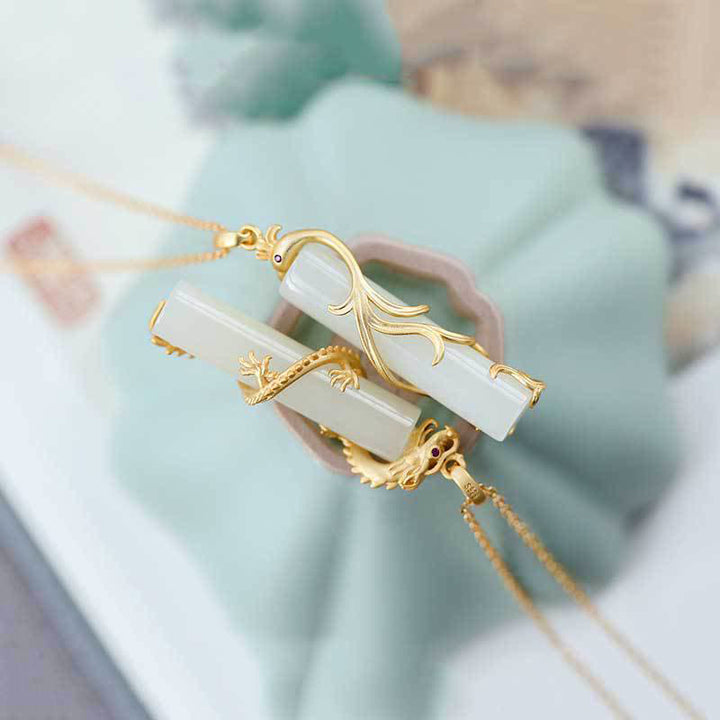 Collier pendentif protection cuivre dragon phénix jade Buddha Stones - image 13