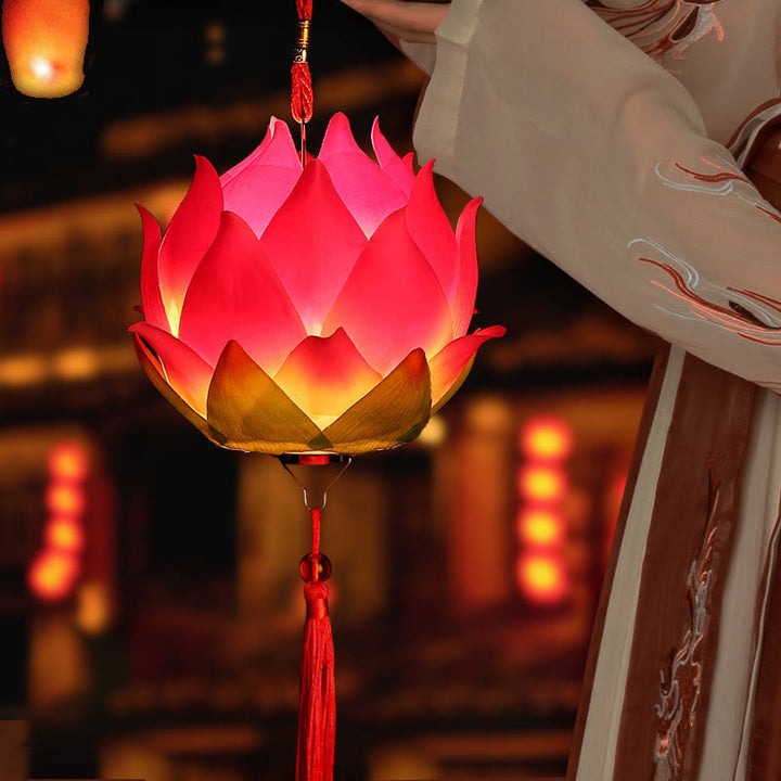 Lampe à pompon en forme de lanterne en forme de Buddha Stones et de fleur de lotus à faire soi-même