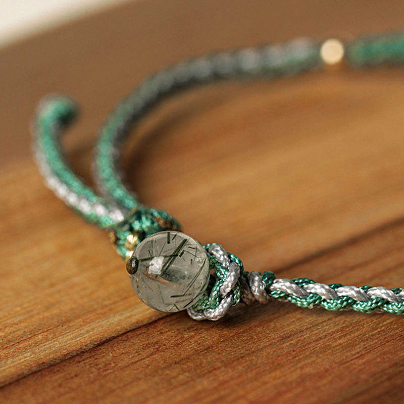 Bracelet tressé en jade blanc avec boucle de paix et perles citrouilles et Buddha Stones