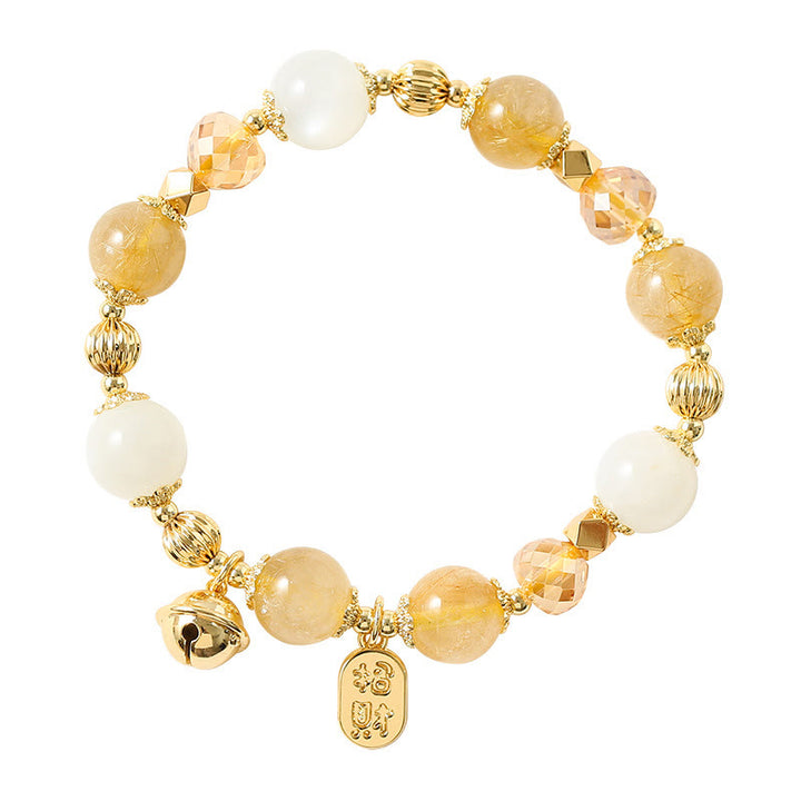 Bracelet porte-bonheur en quartz rutile doré plaqué or 14 carats de Buddha Stones