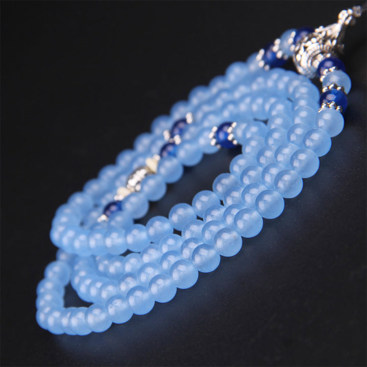 Bracelet Mala de guérison en cristal bleu avec 108 perles de Buddha Stones