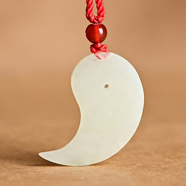 Collier pendentif en corde de protection en jade blanc et jade cyan Yin Yang - image 10