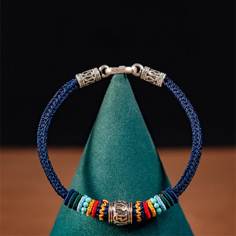 Bracelet tressé tibétain en argent sterling 925 fait main avec Buddha Stones Om Mani Padme Hum Pureté - image 8